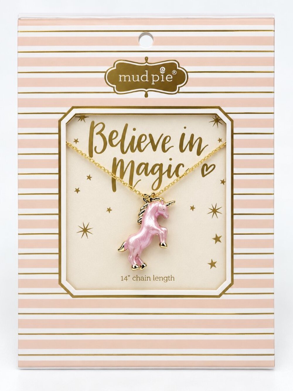 Mud Pie NWT Pink Unicorn Necklace 14" Believe in Magic Kids Jewelry